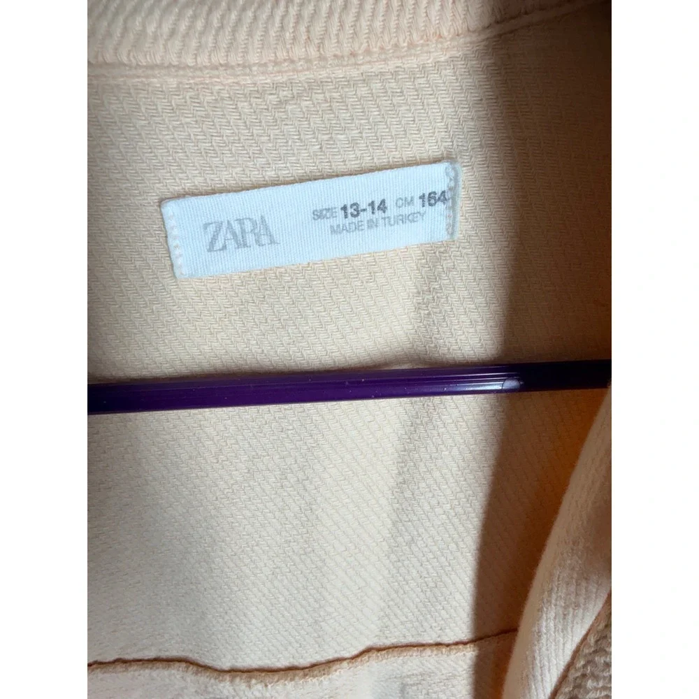Zara Kids Peach Textured Button Down Shirt Jacket Shacket Size 13-14 164cm